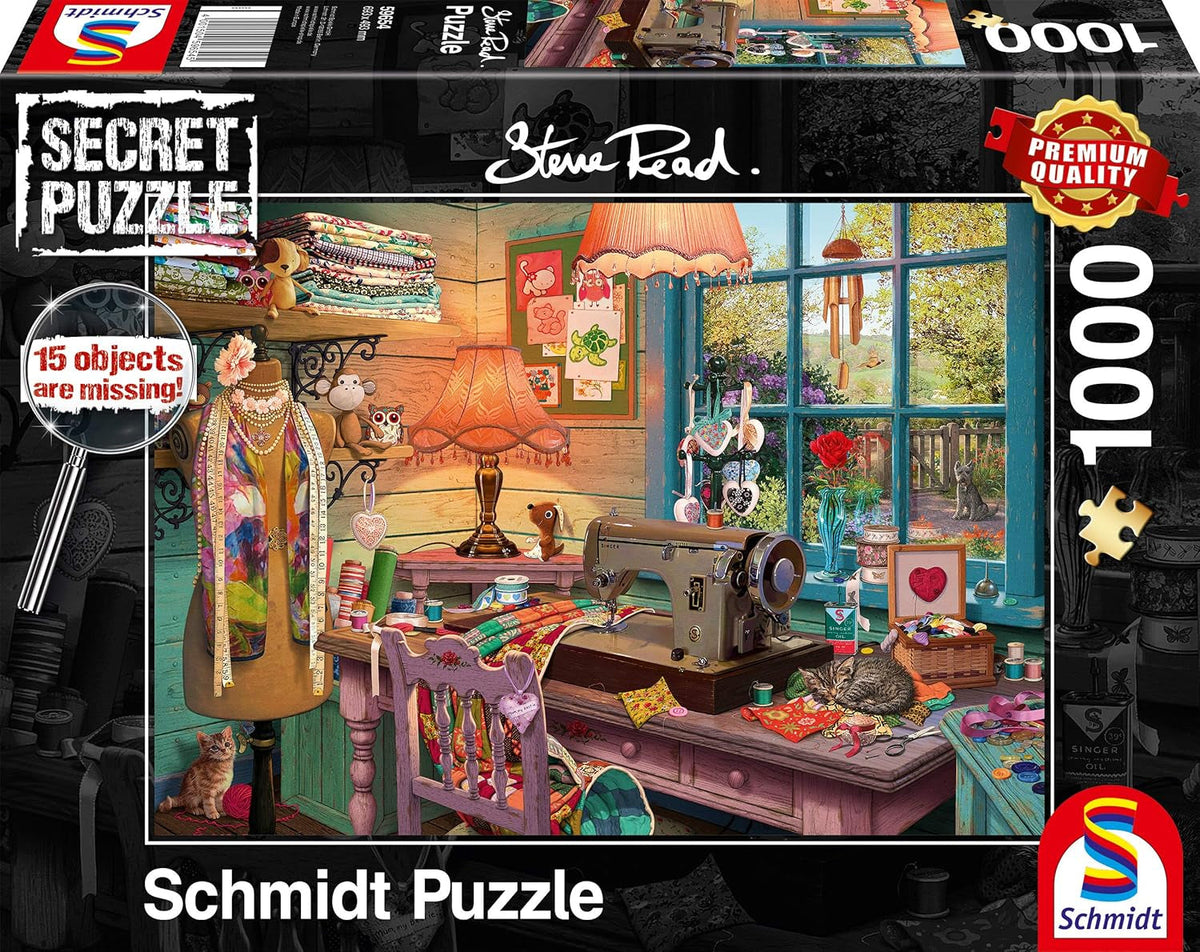 Schmidt Spiele 59654 Puzzle secret, Dans la salle de couture, puzzle 1000 pièces Puzzle Naty Shop Titre par défaut