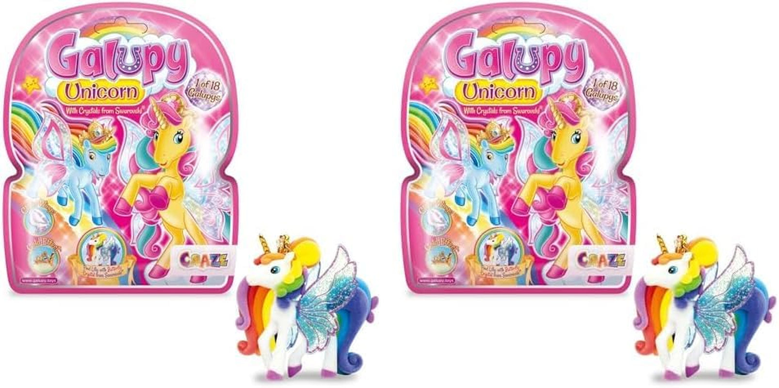 Galupy Licorne - Lot de 3 figurines de licorne, jouets de collection, figurines de poney aux ailes scintillantes et figurines d'action en cristal Swarovski Naty Shop Galupy 1X Licorne 1 Galupy Licorne 17739 (2 paquets)