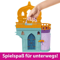 Jouet princesse Disney Mattel, maison de poupée château empilable de Jasmin avec petite poupée, 2 amis et 7 pièces, inspiré du film Disney, jouets de voyage et cadeaux pour enfants, HLW93 Papusi Naty Shop