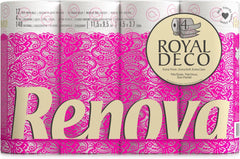 Papier toilette Renova 4 couches blanc décoré parfumé - 12 rouleaux rouleau Blanco Decorado Perfumado