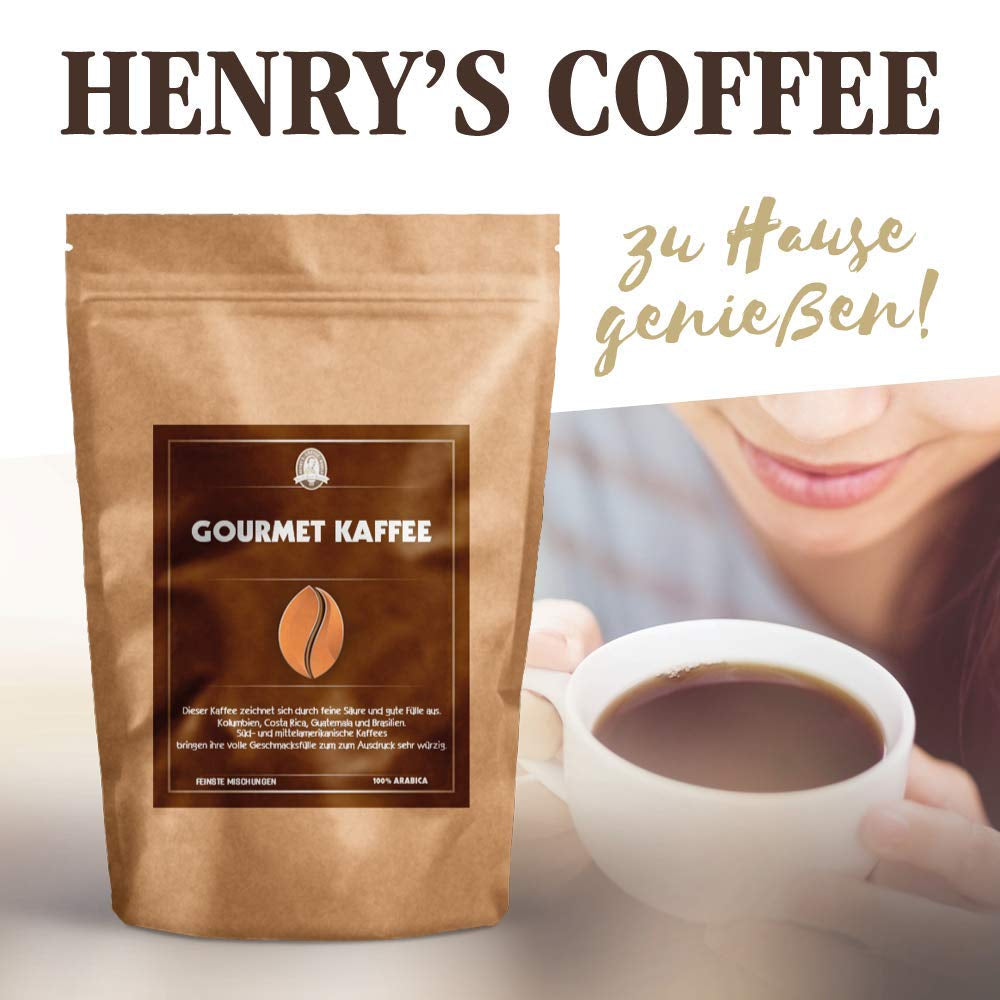 Henry's Gourmet Coffee 1000g - arômes absolus - tasses complètes - röstung manuel - boissons à café premium