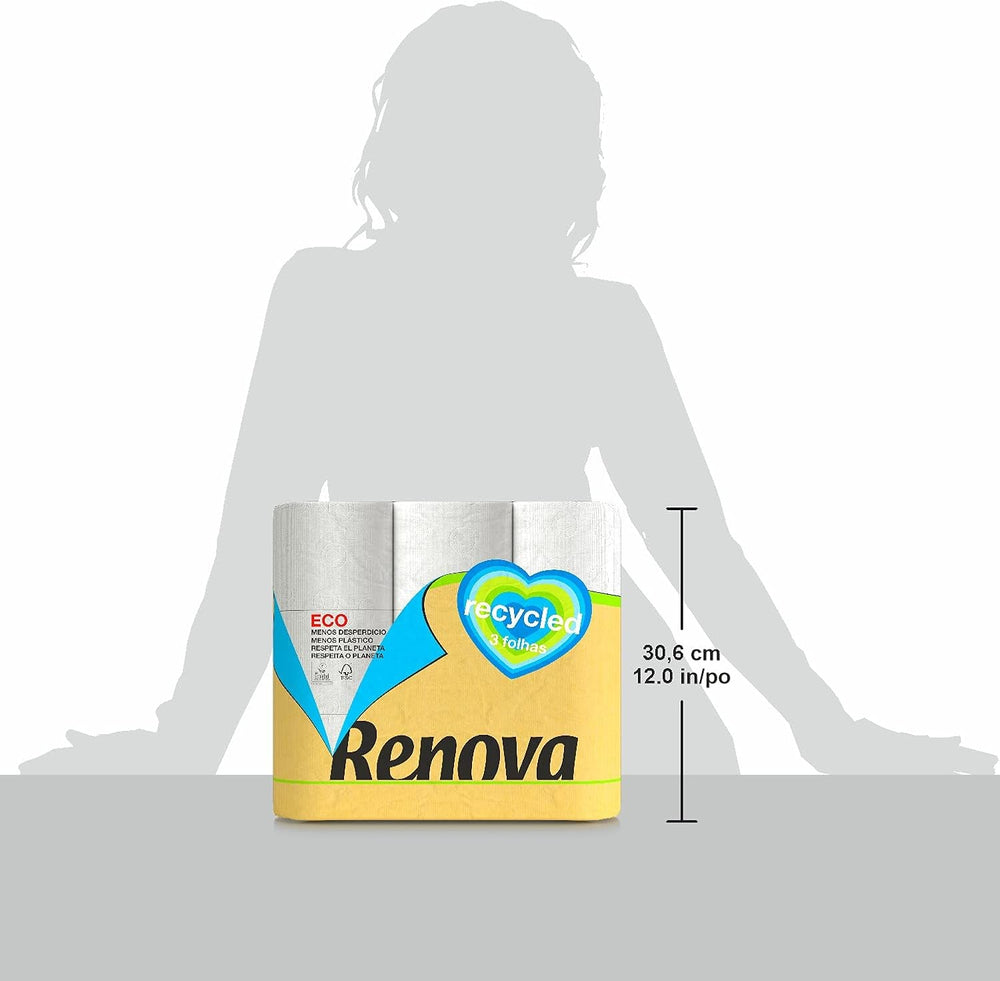 Papier toilette Renova 100% RECYCLÉ 9 rouleaux, blanc, normal