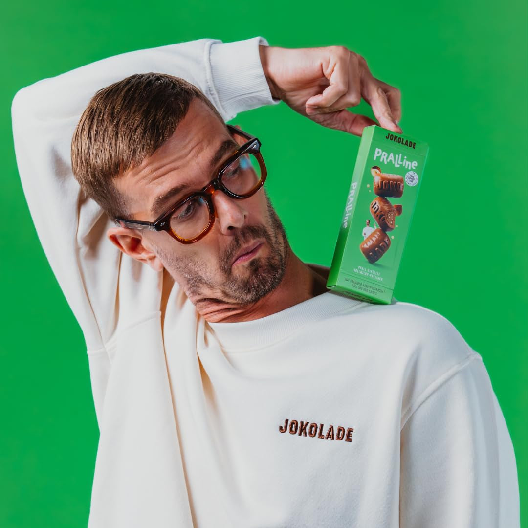 JOKOLADE PRALIN Boîte 80g | Garniture généreuse à la crème de nougat aux noisettes et chips | Chocolat équitable de Joko Winterscheidt