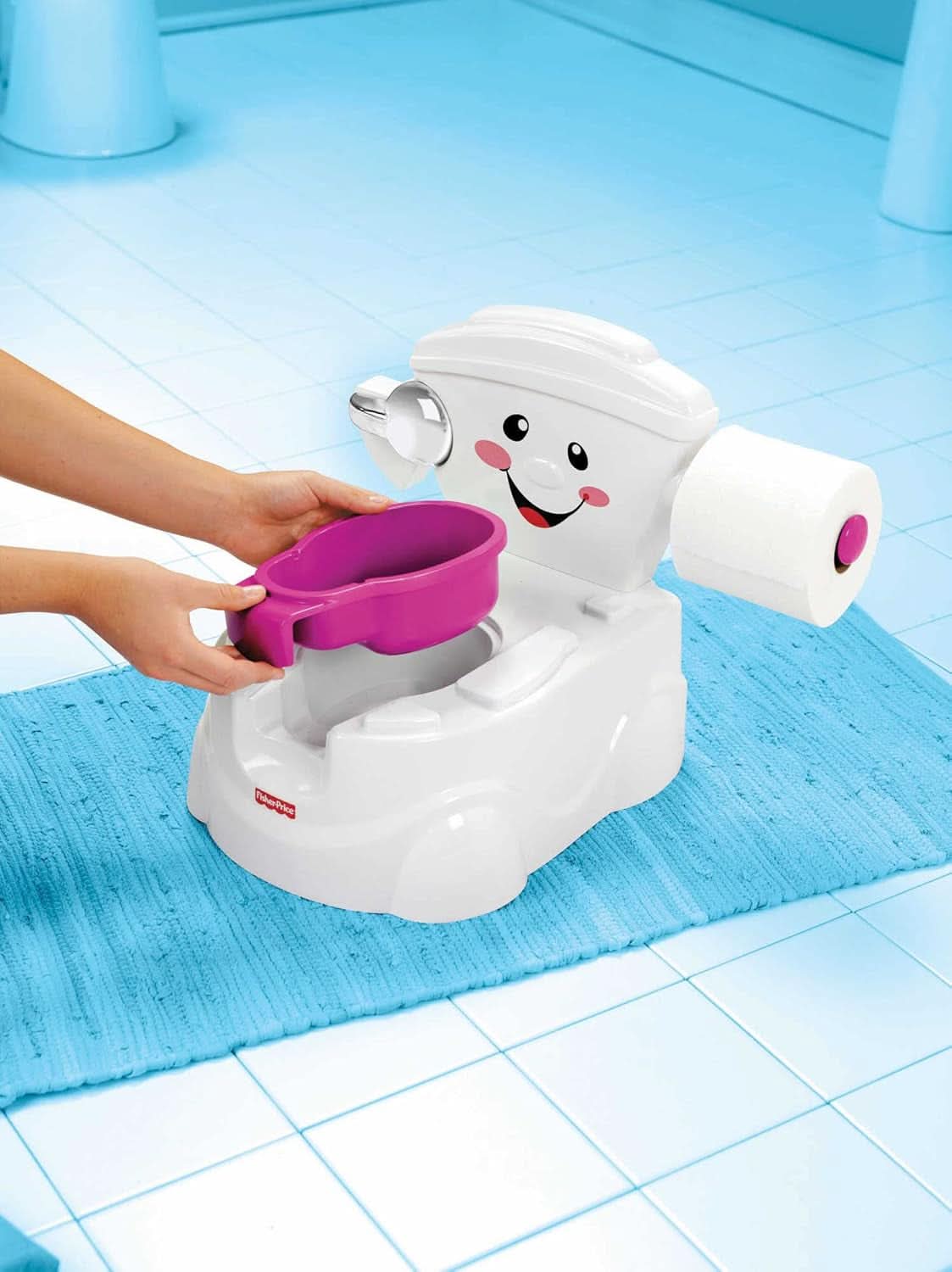 Fisher-Price Meine Erste Toilette, Baby Töpfchen, Mit Musik & Lustigen Sätzen, Tragbare Baby Toilette, Abnehmbarer Toilettenaufsatz, Deutsche Version, Ab 1 Jahr, P4326 Accessoires Alimentation et allaitement Bebe Naty Shop