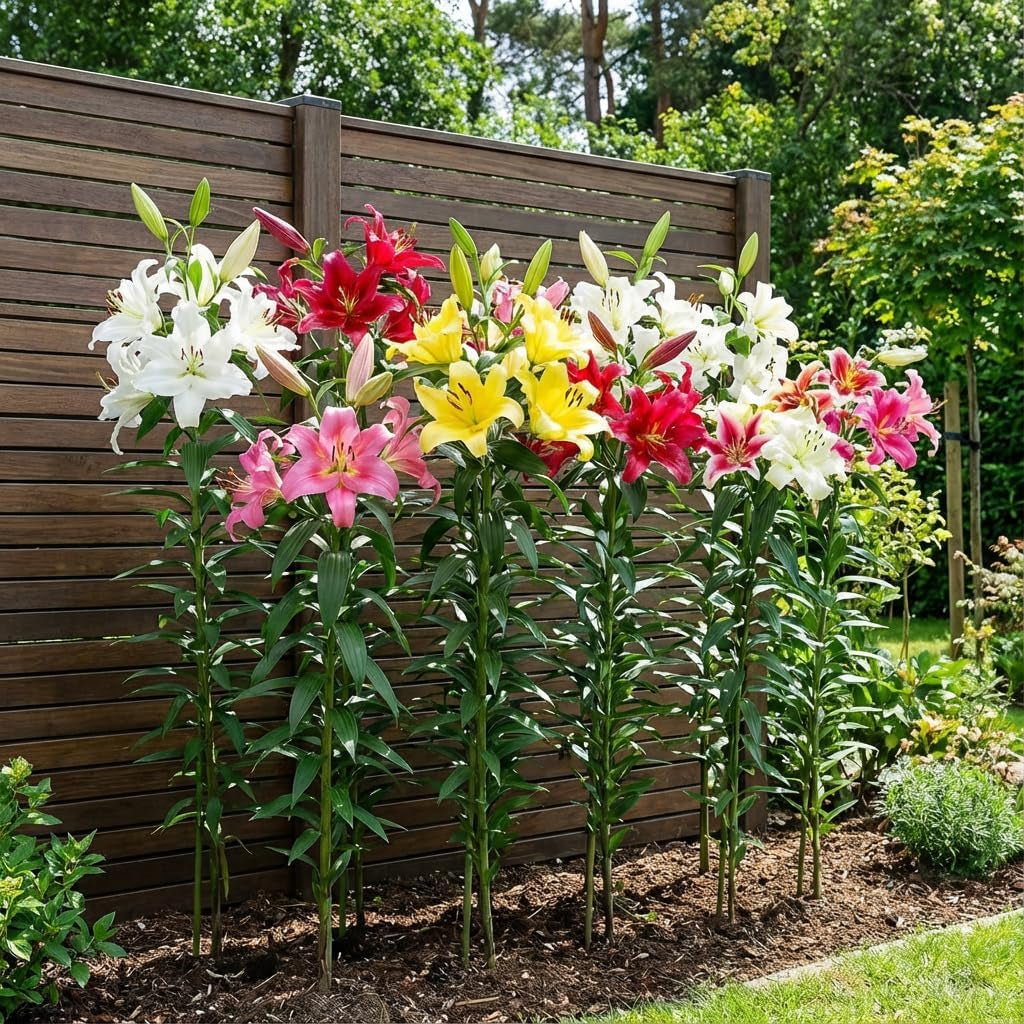 Bulbes de lys géants Collection d'arbres rustiques - Bulbes de fleurs rustiques - Paquet de 15 en 5 variétés et couleurs - Mélange hollandais pour la plantation de jardin (pas de graines, non artificielles)