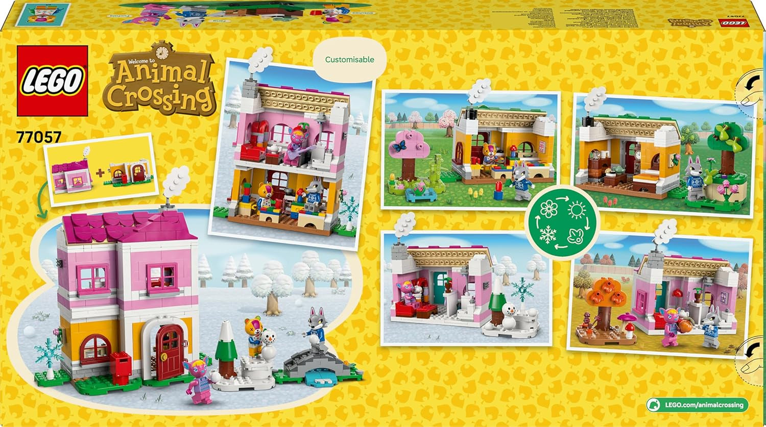 LEGO Animal Crossing - Kreative Häuser: Jahreszeiten voller Spaß - 2-in-1-Spielset mit 2 Spielhäusern, Minifiguren von Stitches, Feline & Grimm - Gamer Geschenk für Mädchen, Jungen ab 7 Jahren - 77057
