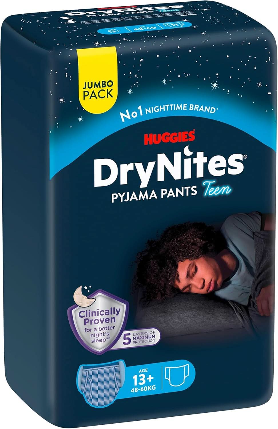 Scutece de noapte Huggies Drynites, pentru baieti de la 13 la cca 17 ani (48-60 kg), 33 bucati (3X11), pachet lunar jumbo Mama si Copilul Naty Shop