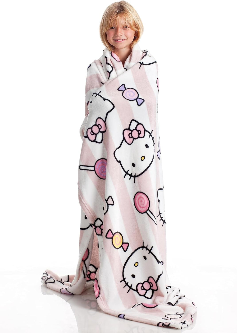 Couvre-lit Hello Kitty, rose, couverture douce 130X170Cm, couvre-lit en microfibre couvre-lit ou couvre-lit canapé. Qualité avec certificat Oekotex, Sanrio Lits et Couvertures Besuche den Kanguru-Store