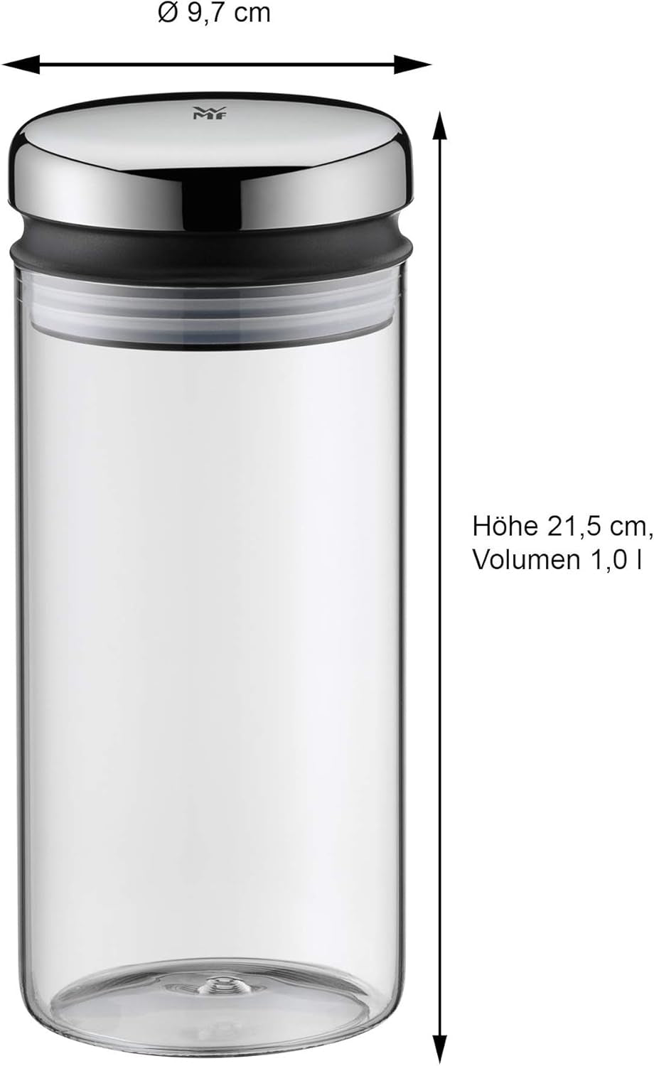 Boîte à café cuillère à café WMF Kult Cromargan en acier inoxydable avec finition mate 500 g et pot de conservation en verre de 1 litre Depot lavable au lave-vaisselle Boîtes de conservation des aliments Naty Shop