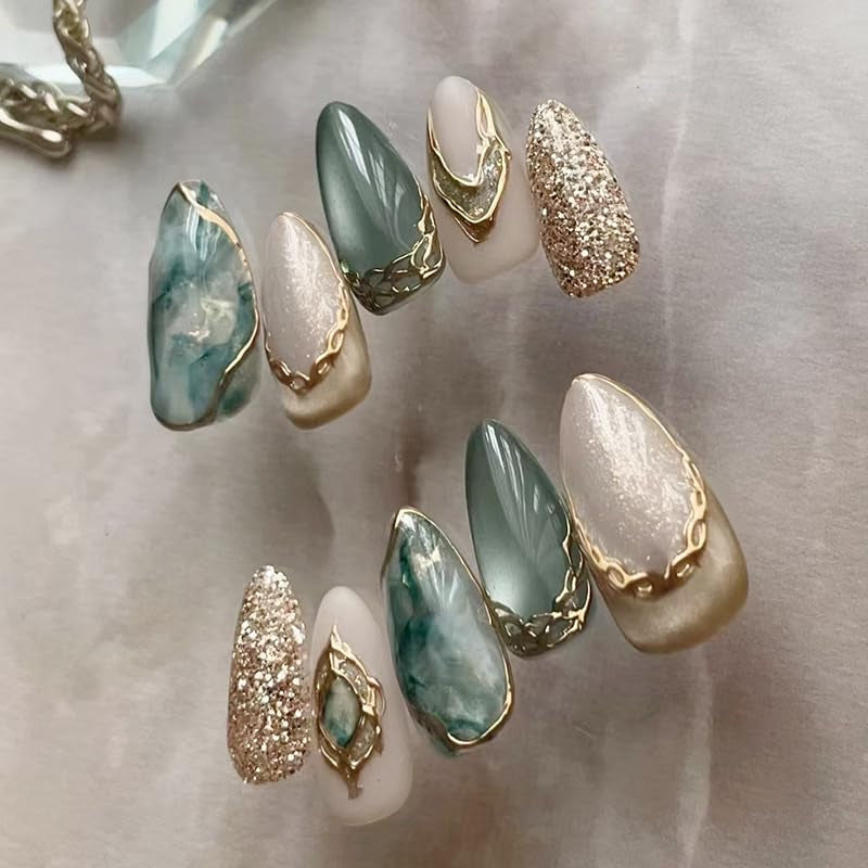 Moonglow Faux Ongles Magnétiques Courts, Rose Amande Rouge Dégradé Paillettes Oeil de Chat avec Colle, Rose Rouge Ombre Paillettes Photothérapie Ongles Artificiels pour Femmes et Filles