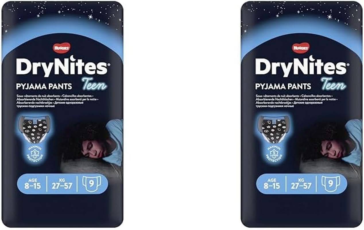 Huggies Drynites Garçons 8-15 ans 9 Pièces (Pack de 2) Naty Shop 18 Pièces (Pack de 2 x 9 Pièces)