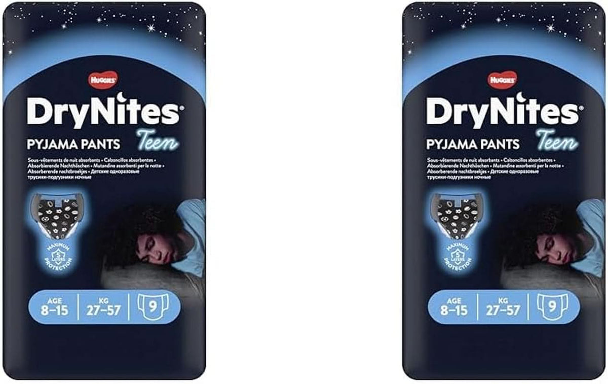 Huggies Drynites Garçons 8-15 ans 9 Pièces (Pack de 2) Naty Shop 18 Pièces (Pack de 2 x 9 Pièces)