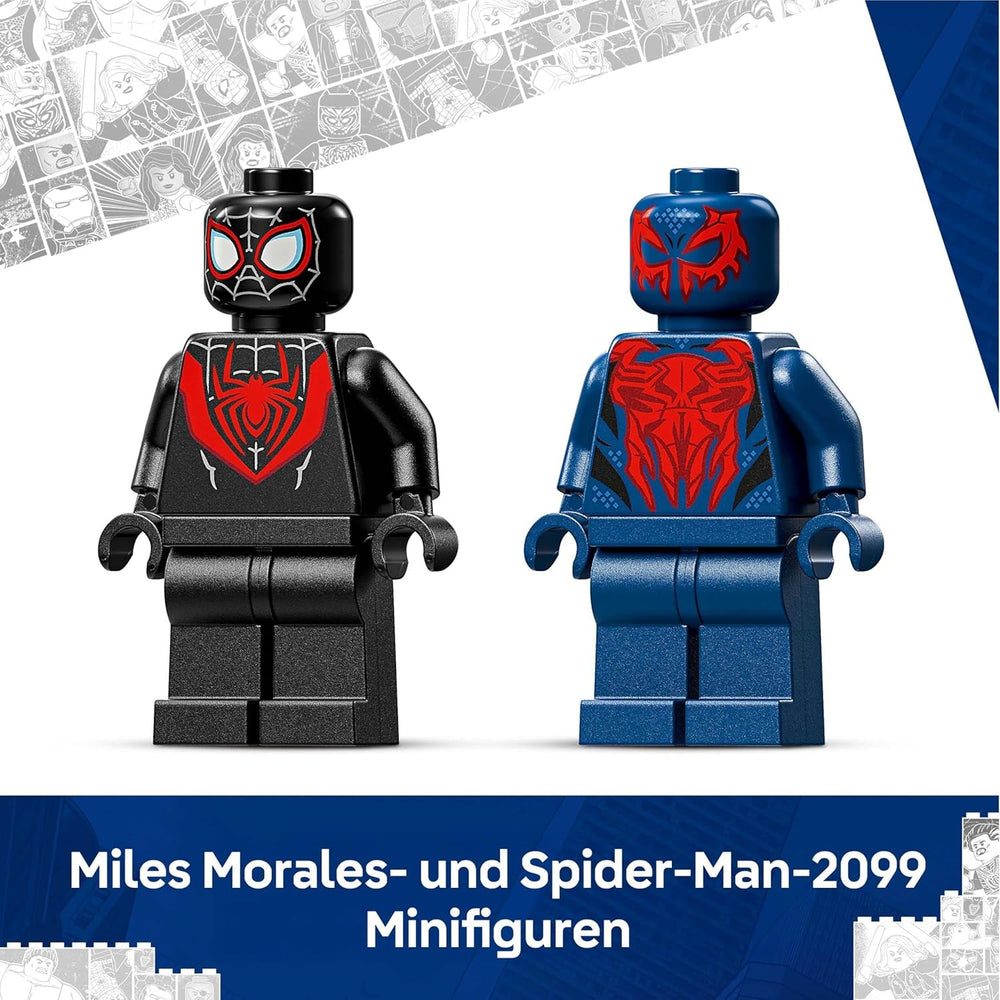 LEGO | Marvel Miles Morales Mech vs. Spider-Man 2099 - Superhelden Spielzeug mit Actionfigur und 2 Minifiguren sowie Razor-Web und Power-Blast-Elementen - Geschenk für Jungen ab 6 Jahren - 76337