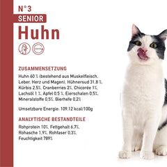 catz finefood Senior Collection Katzenfutter nass - Premium Nassfutter für Ihre Senior Katze - getreidefree, ohne Zucker, hoher Fleischanteil, Vitamine & Mineralien (6 x 200g Dose)