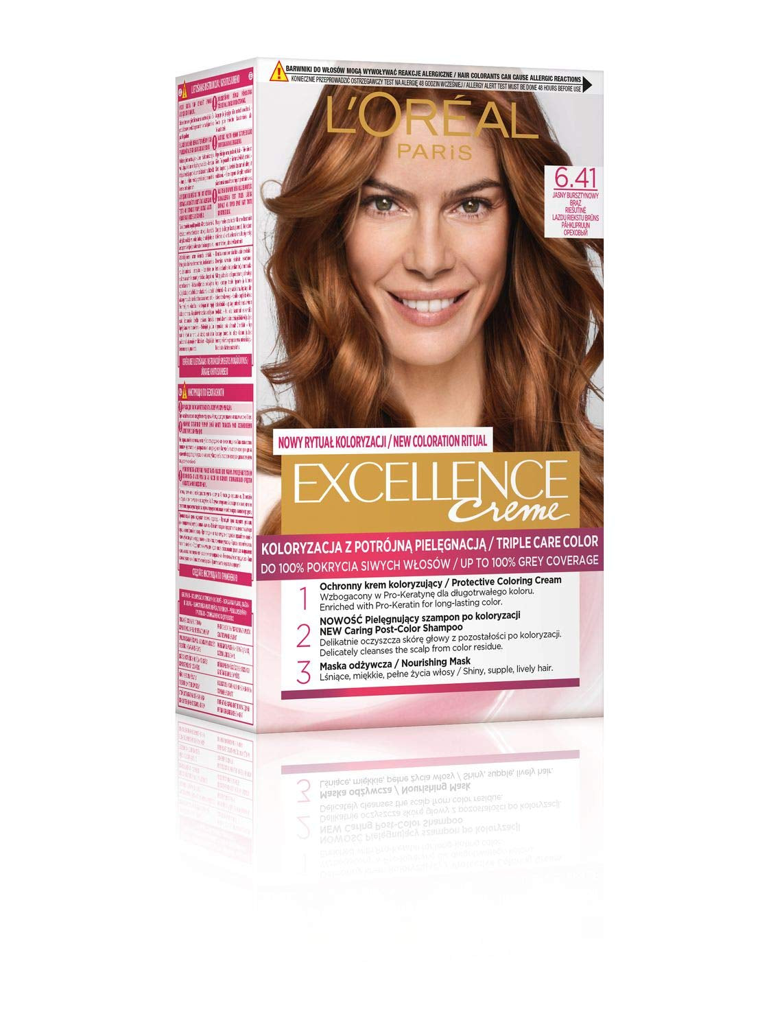 L'Oréal Paris Coloration Excellence 6.41 - Bronze Ambré Clair Naty Shop Coloration Cheveux 6.41 Bronze Ambré Clair