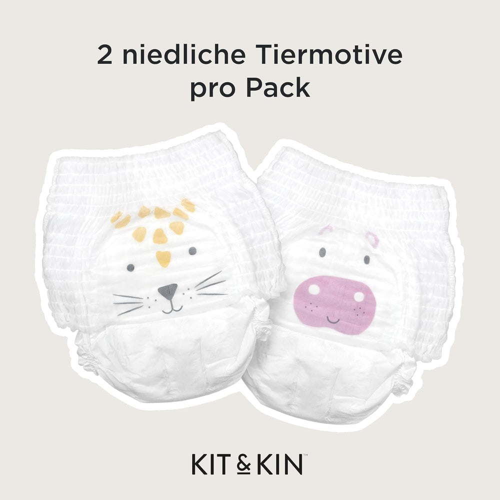 Kit & Kin Premium Eco Couches, taille 4 (9-16 kg), 132 couches, à base de plantes et hypoallergéniques, protection fiable contre les fuites, végétaliennes et sans cruauté envers les animaux