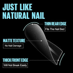 TOMICCA Coffin Tips Ultra Short Nail Tips - Nail Tips, Gel Souple, Couverture Complète, Préformé Mat Artificiel Nail Tips, Gel Nail Tips - 360 Pièces, 15 Tailles