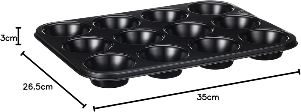 Wenco Muffinform 12Er Antihaft Backblech, Spülmaschinengeeignet, Karbonstahl – Muffinblech Für 12 Muffin – Hitzebeständig Bis 220°C, Schwarz Moules et plaques à pâtisserie Naty Shop
