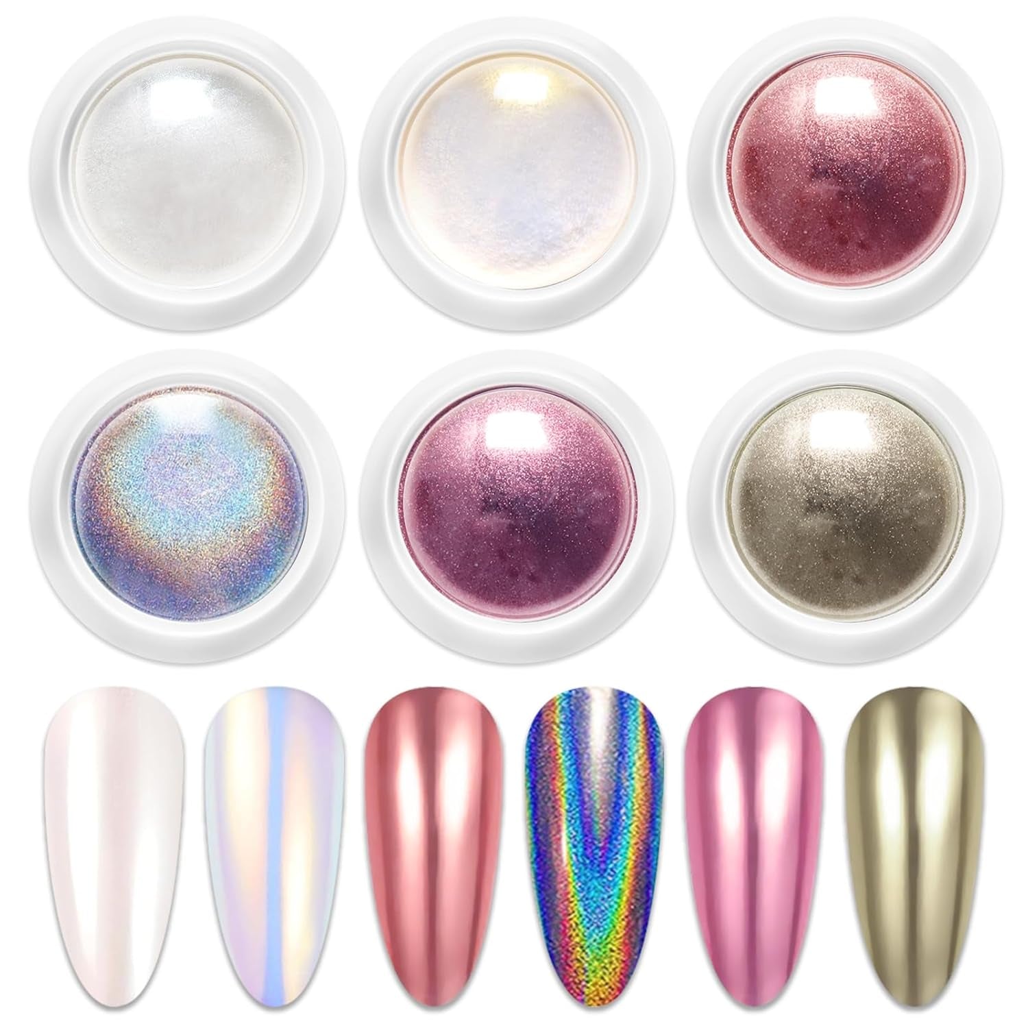 BISHENGYF Rose Gold Chrome Nail PowderNouvelle mise à niveau Grosse Kapazitä Chrom PulverSuper-Spiegeleffekt Metall Mirror Chrome Powder – Neon Glassy Pearl Effect Glitter Nail Art Pulver pour DIY Salon