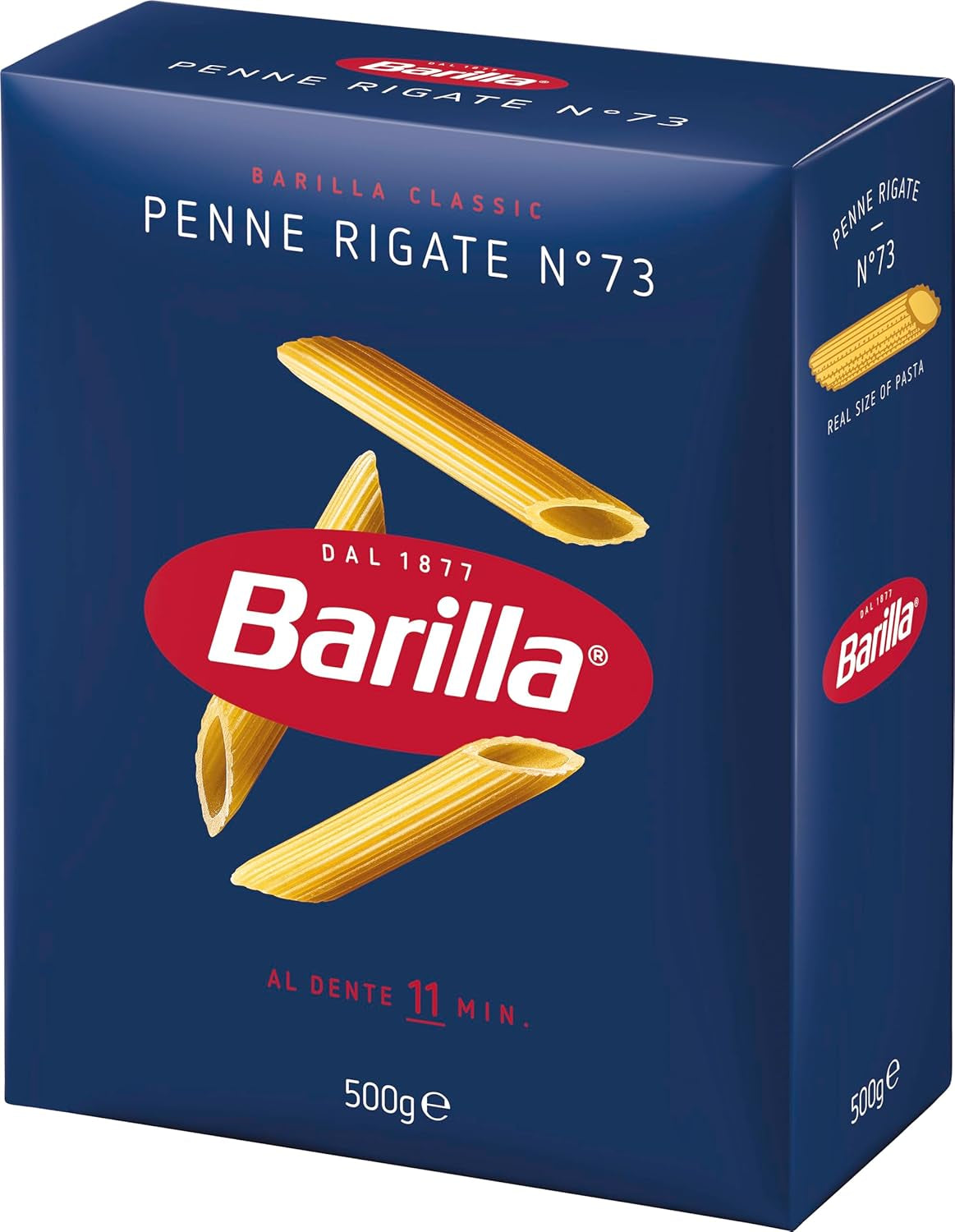 Pâtes Barilla Classic Penne Rigate Nr. 73 de blé dur de haute qualité, toujours al dente (1 x 500 g)