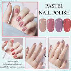 Ensemble de 4 vernis à ongles – Vernis à ongles à base d'eau à séchage rapide et longue durée – Vernis à ongles DIY (Nude Normal Style 4 Piece Set)