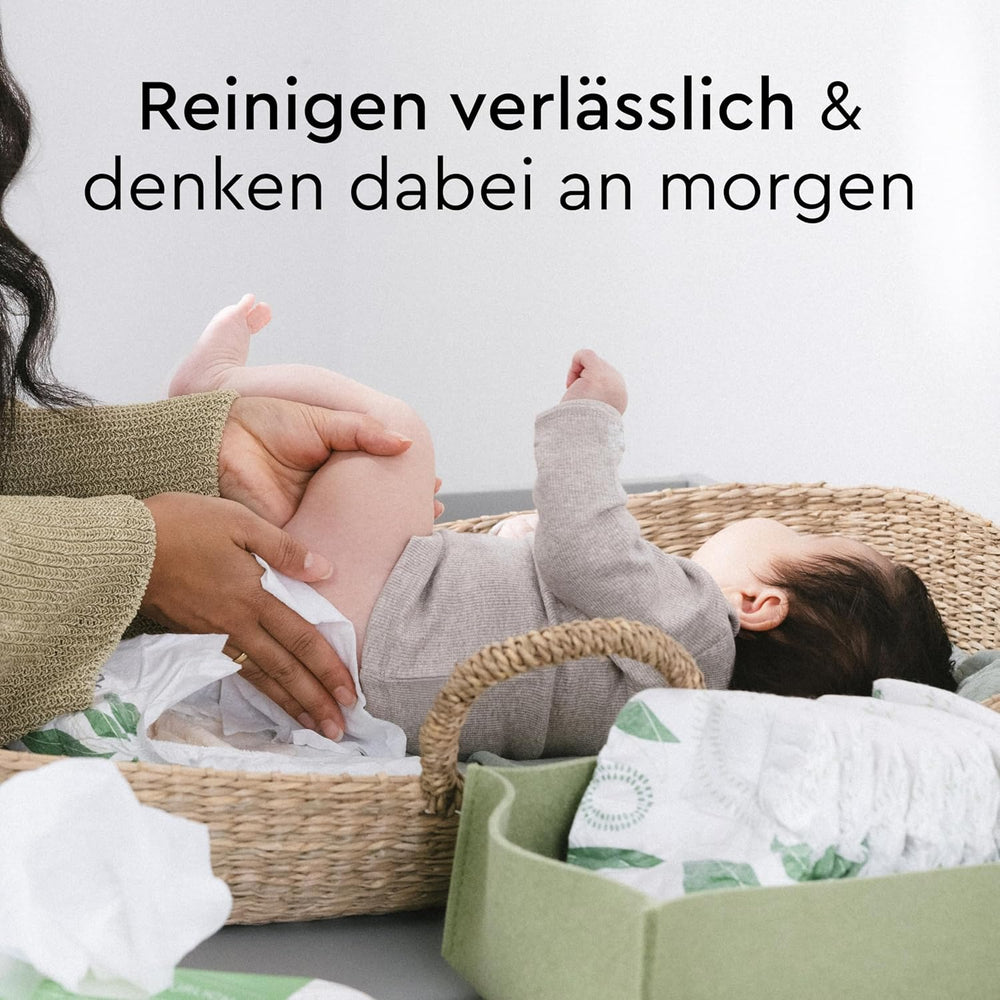 LILLYDOO Lingettes humides vertes, 600 unités (10 x 60), 100 % sans plastique, résistantes aux déchirures – Sans parfum, douces et naturelles, nettoyage doux pour les peaux sensibles, testées dermatologiquement