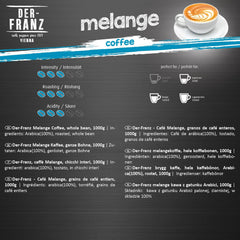 Café Der-Franz Melange, force 3/5, 100 % Arabica, grains de café entiers, 4 x 1000 g