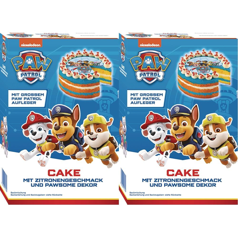 RUF X PAW Patrol Muffin Backmischung mit Erdbeer-Geschmack, pour 12 Paw Patrol Muffins, Inkl.16 Oblaten-Auflegern et Pawsome Muffin-Förmchen, 1 X 394G Naty Shop 361.2 G (2Er Pack) Kuchen