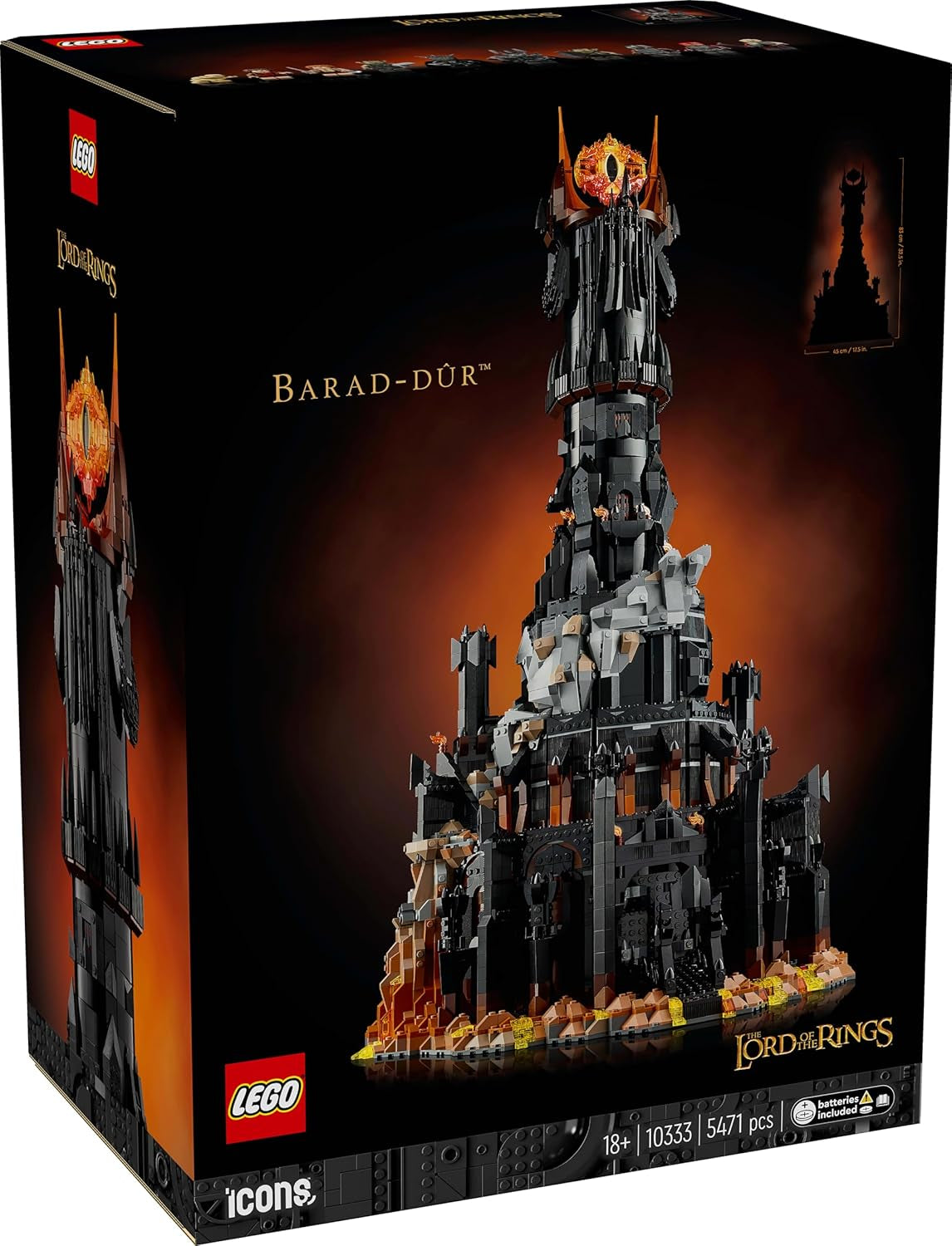 LEGO Icons Stăpânul Inelelor: Barad-Door, set de construcție pentru adulți cu minifigurinele Sauron, Gothmog, Orc, Frodo, Sam și Gollum, Memorabilia filmului, piesă de colecție pentru fani 10333 Seturi de constructie Besuche den LEGO-Store