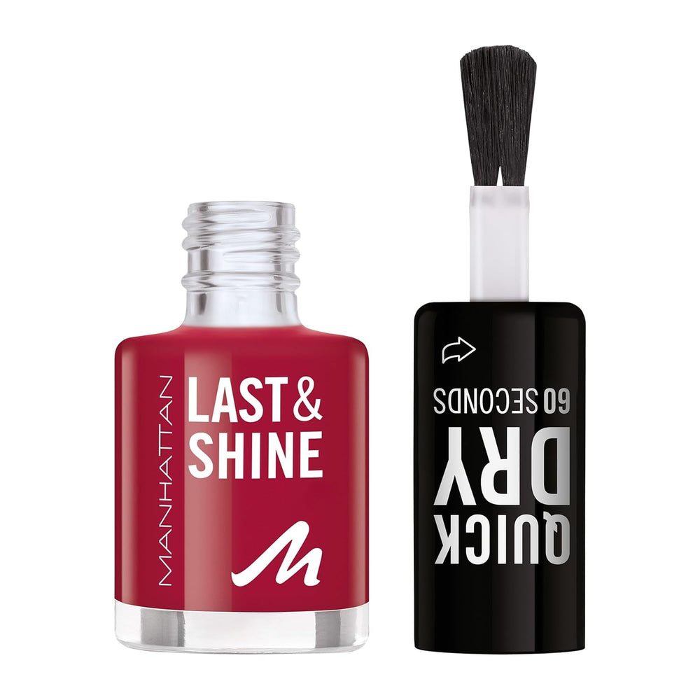 Oja MANHATTAN Last & Shine cu uscare rapidă, vegană și cruelty-free, de lungă durată, finisaj ultra-lucios, 8 ml, nuanța 660 Bite My Lip