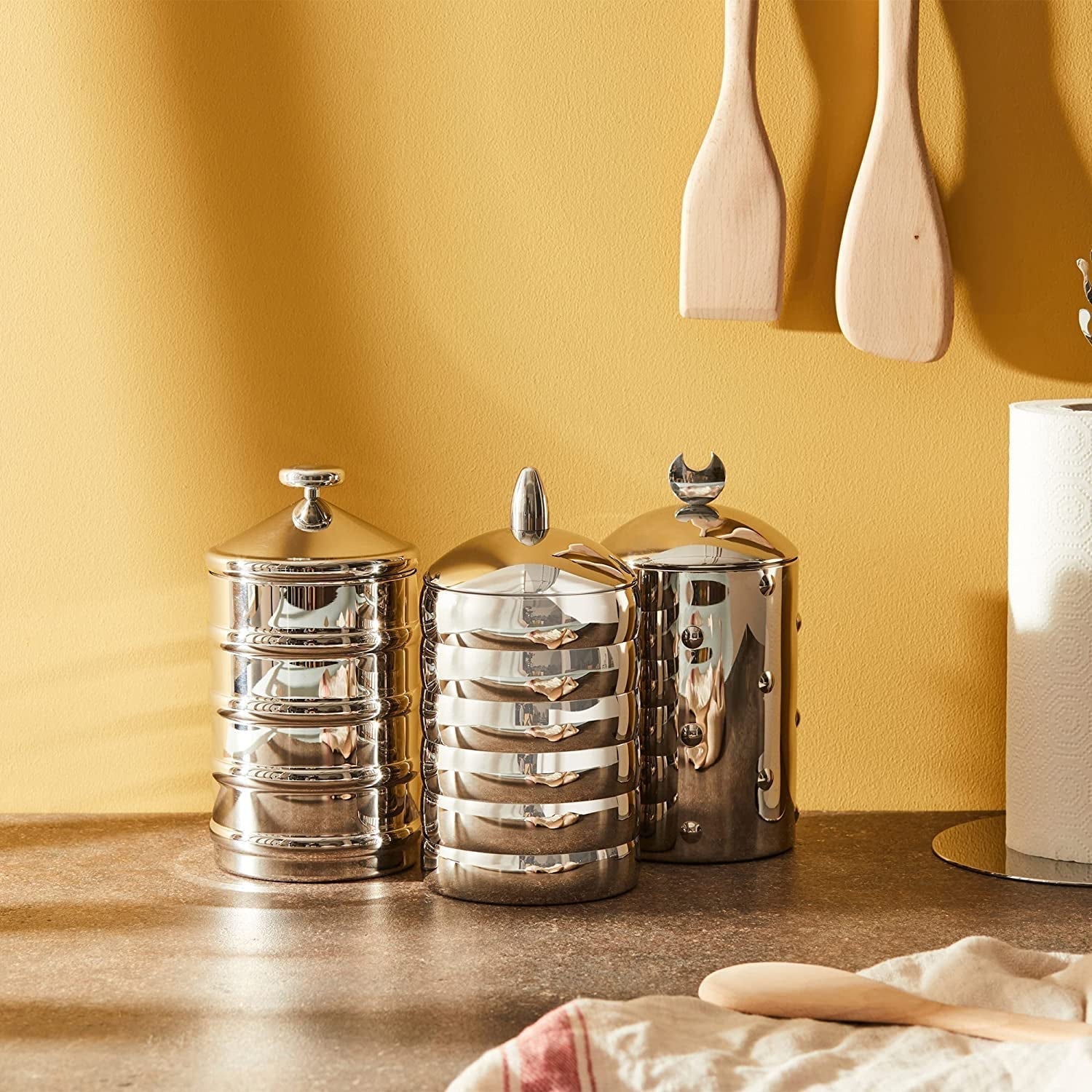 Alessi Kalistò 2 CB02 - Pot de cuisine en acier inoxydable 18/10 avec bouton en aluminium, 114 cl, argent Boîtes de conservation alimentaire Naty Shop