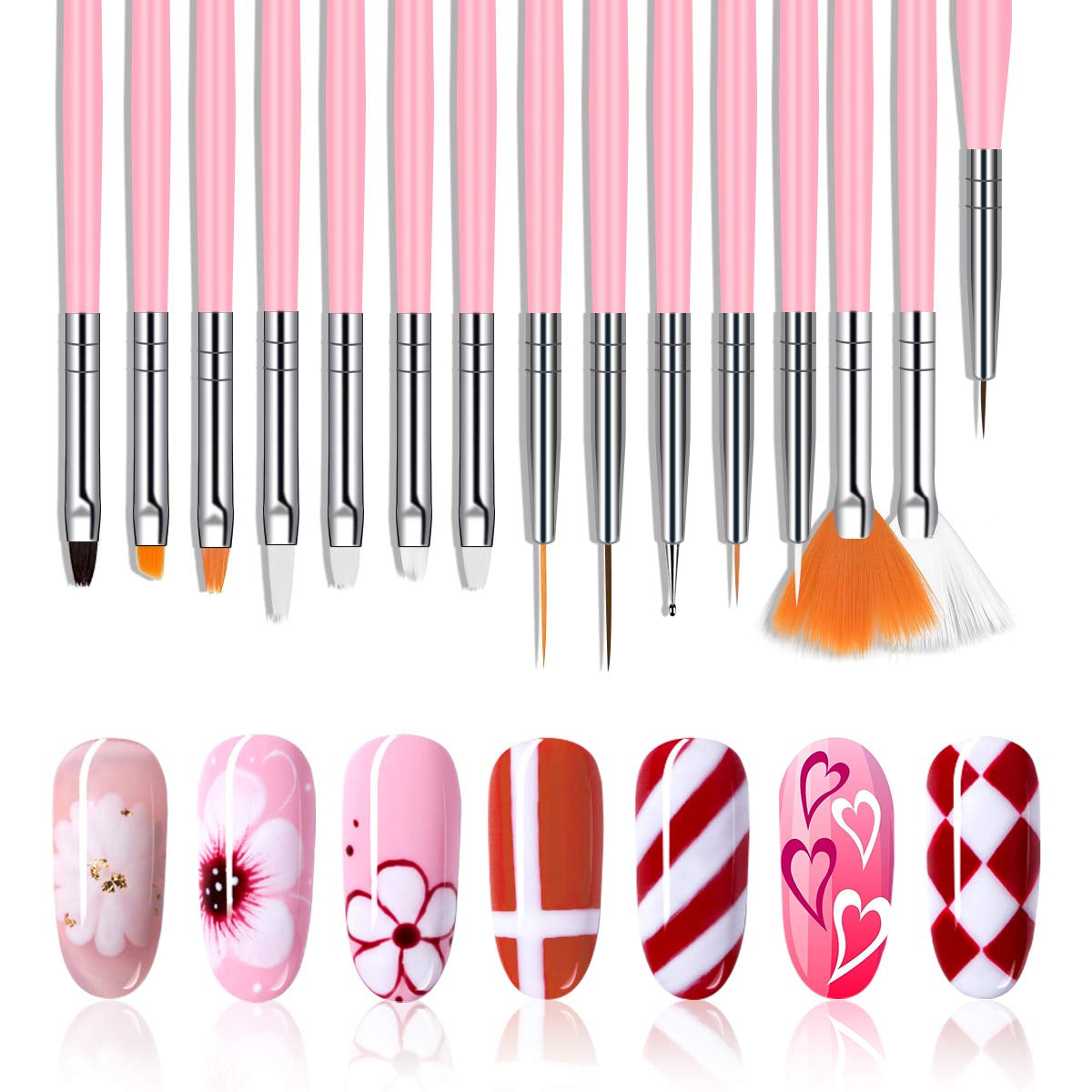 URAQT 20 pièces ensemble de pinceaux à ongles, pinceau à ongles, pinceau à ongles en acrylique, stylo à ongles professionnel pour vernis à ongles gel UV, design d'ongles