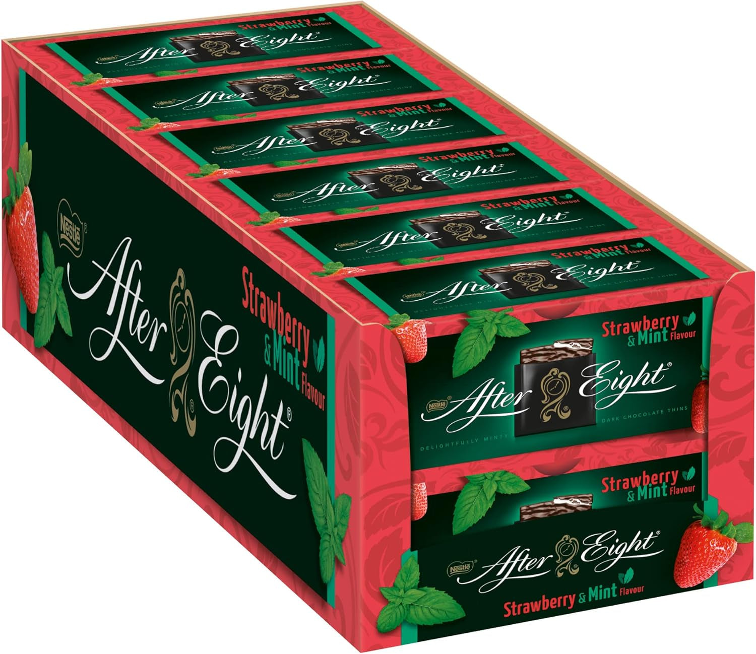 NESTLÉ after EIGHT, fines tablettes de chocolat noir fourrées à la crème de menthe Bonbons au chocolat Naty Shop 12 x 200 grammes Fraise