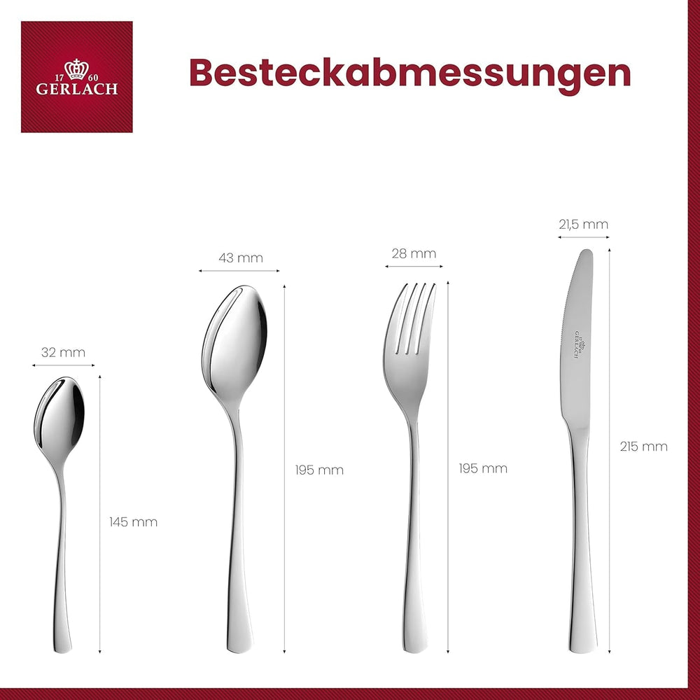 Gerlach 1760 Tunea Set, Couverts en acier inoxydable, 24 pièces, 6 personnes Cuisine Naty Shop