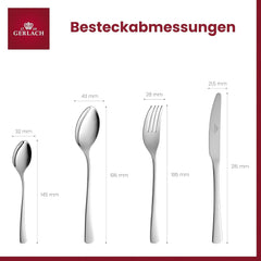 Gerlach 1760 Tunea Set, Couverts en acier inoxydable, 24 pièces, 6 personnes Cuisine Naty Shop