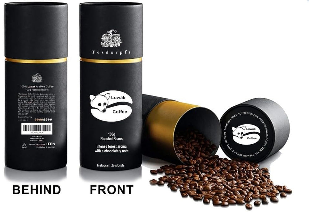 Tesdorpfs Café 100 % Kopi Luwak Arabica | Café civette torréfié City 100g | Machines à café ou à thé | Kaffeespezialität comme cadeau pour les amateurs de café von Tesdorpf (Ganze Bohnen)