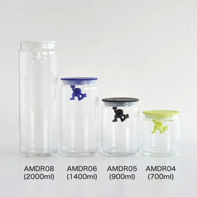 Alessi Pot de cuisine en verre "Gianni" avec couvercle scellé, résine thermoplastique, noir, 27,5 x 13,5 x 28 cm Boîtes de conservation alimentaire Naty Shop