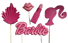 Set 5 decoratiuni comestibile din zahar, Barbie Decoratiuni din Pasta de Zahar Naty Shop