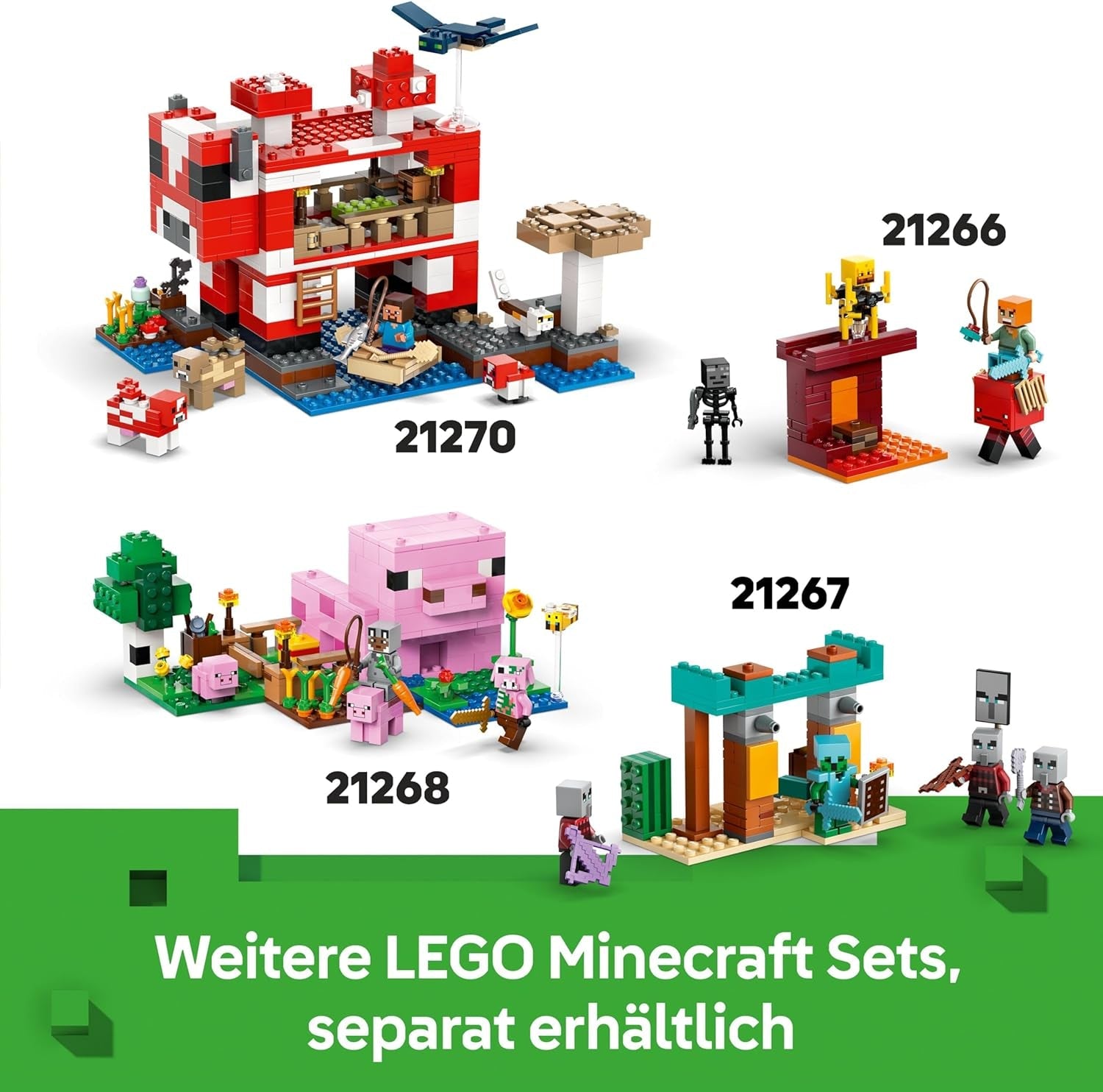 LEGO Minecraft Die Expedition zur Gürteltiermine - Interaktives Gamer Spielzeug mit Höhlenspinne- und Wolfsfiguren - TNT-Funktion - Gaming Geschenk für Jungen und Mädchen ab 8 Jahren - 21269