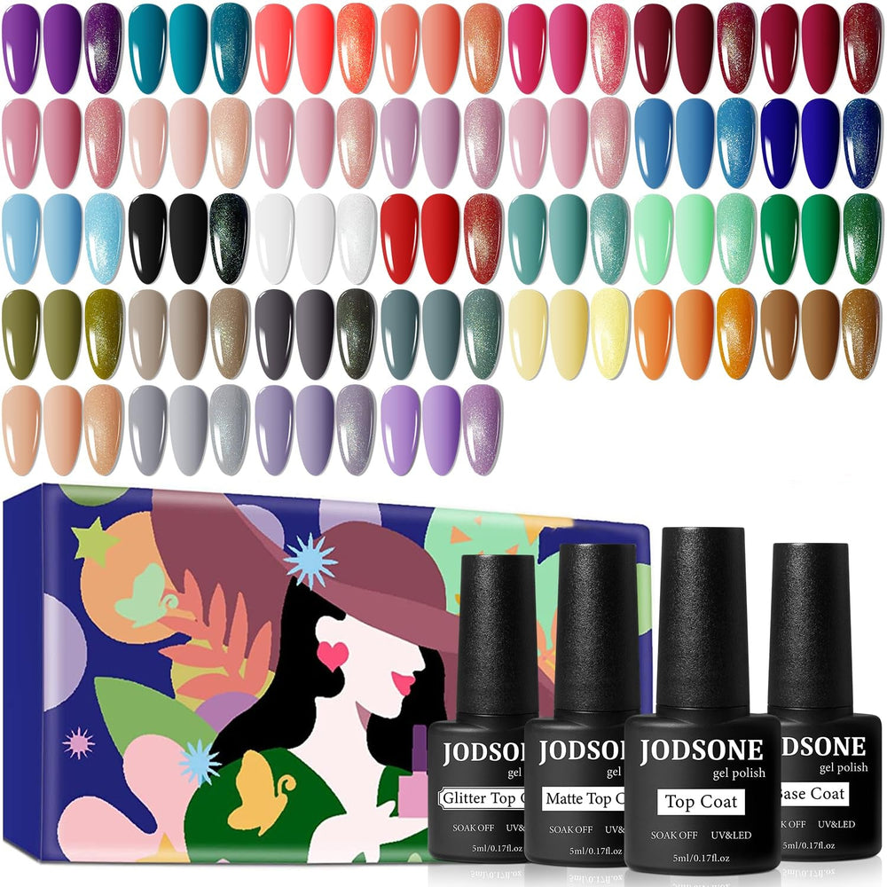 JODSONE 36-Teiliges Gel-Nagellack-Set, 32 Farben, Gel-Nagellack-Set, Basislack, Glänzend, Matt Und Glitzernder Decklack, Naillack-Set, Grün, Blau, Rot, Rosa, Kollektion, Geschenke Für Frauen