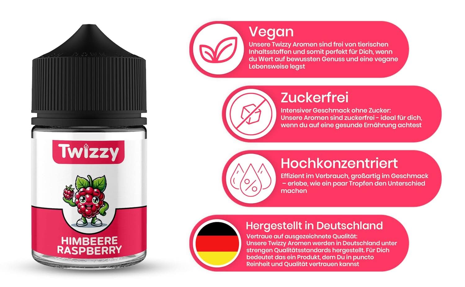 Twizzy, saveur intense de framboise, 60 millilitres Arome Naty Shop