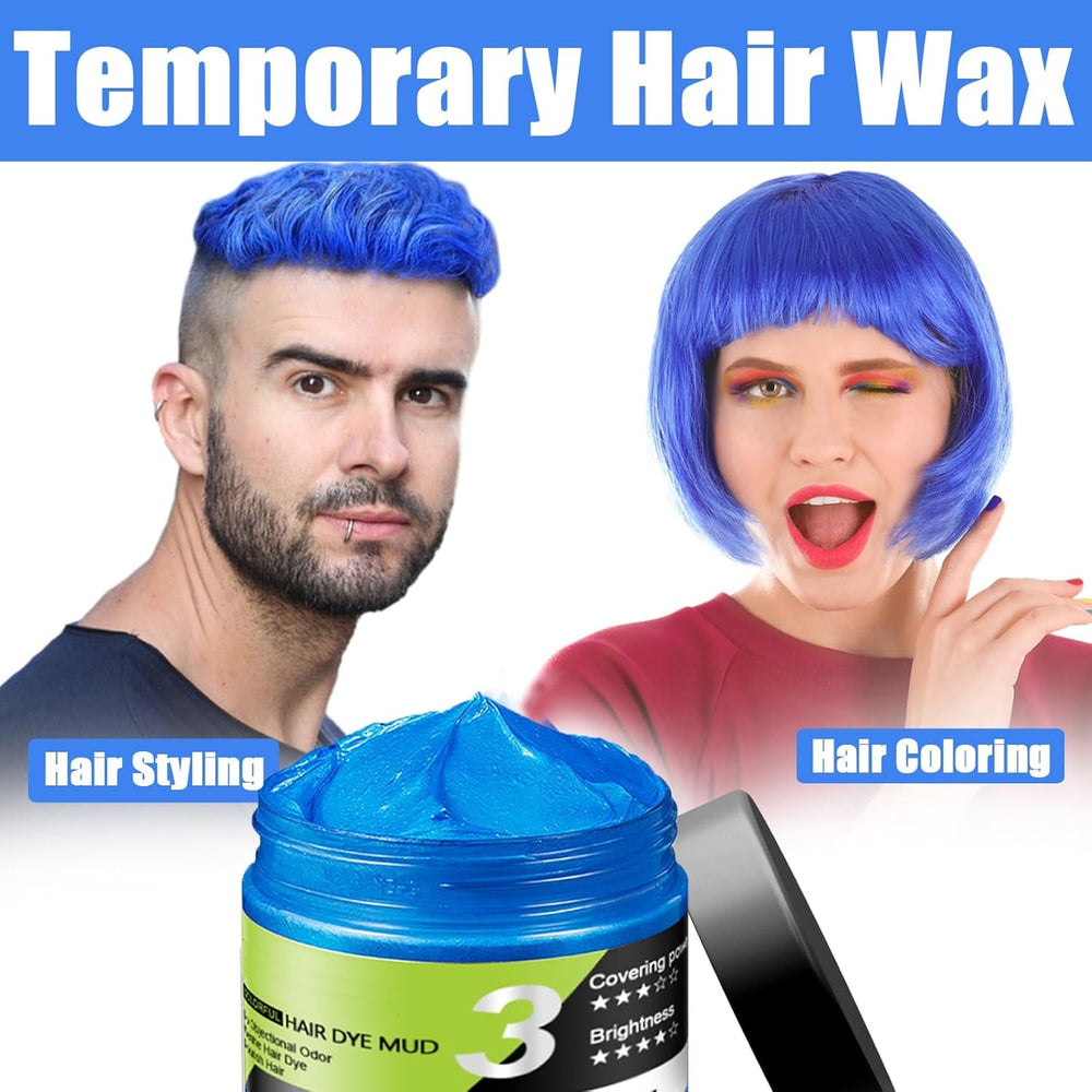 Cire à cheveux bleue Spray pour cheveux bleu temporaire Couleur Crazy Blue Lavable Coloration capillaire instantanée Teinture capillaire naturelle Coiffage cheveux pour hommes femmes Party Naty Shop Coloration capillaire