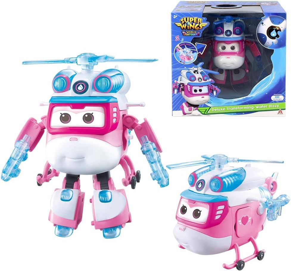Super Wings 5" Transforming Characters 2-Pack Transforming Supercharged Jett + Tino Transformer Toy pour garçons et filles à partir de 3 ans Figurines d'action rouges Naty Shop Dizzy