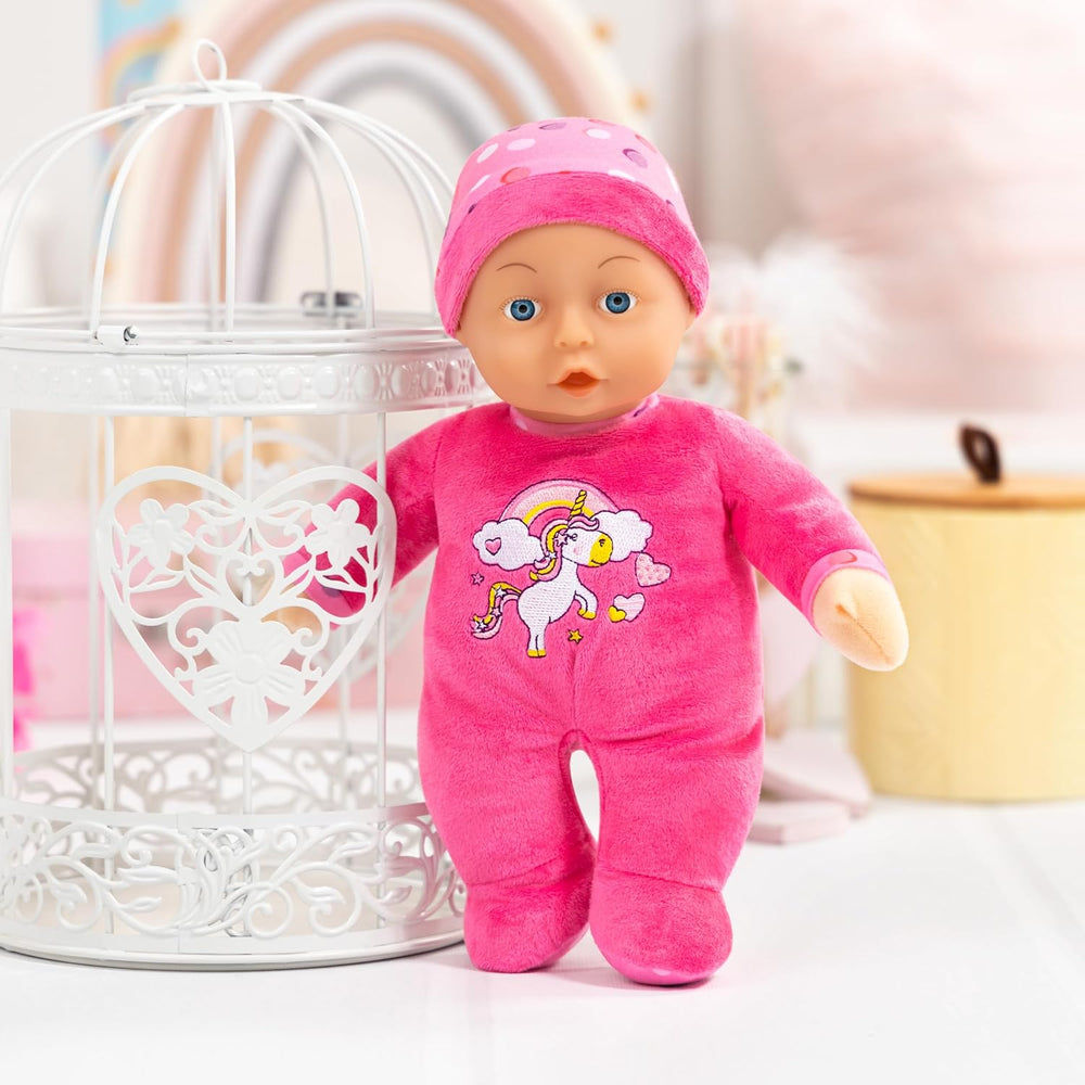 Bayer Design 93029AC Poupée bébé, Spielpuppe, Kuschelpuppe, weich, ca. 30 cm, Rosa, Einhorn