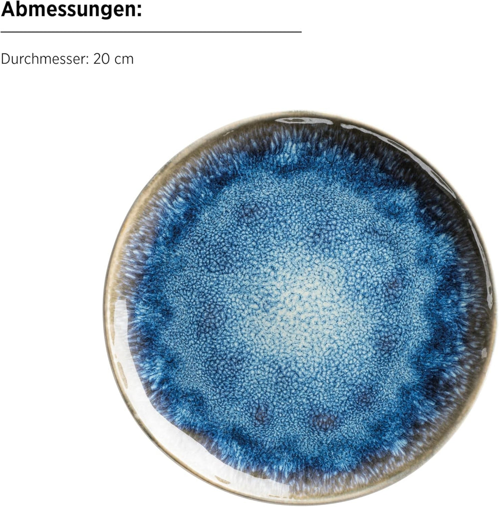 MÄSER 934092 Serie Frozen, Set de vaisselle en céramique pour 4 personnes, 16 pièces Kombiservice avec formes organisées, Service de table bleu, Steinzeug, Dunkelblau Ensembles de vaisselle Naty Shop