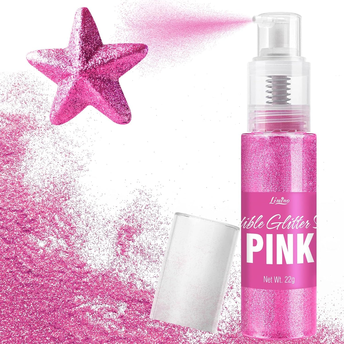 Spray de Paillettes Comestibles - 22G Paillettes Comestibles, Poudre de Paillettes Comestible pour Boissons, Décorations de Gâteaux, Macarons - Poudre de Paillettes Colorantes Alimentaires, Paillettes Comestibles pour Cocktails, Muffins (Rose)