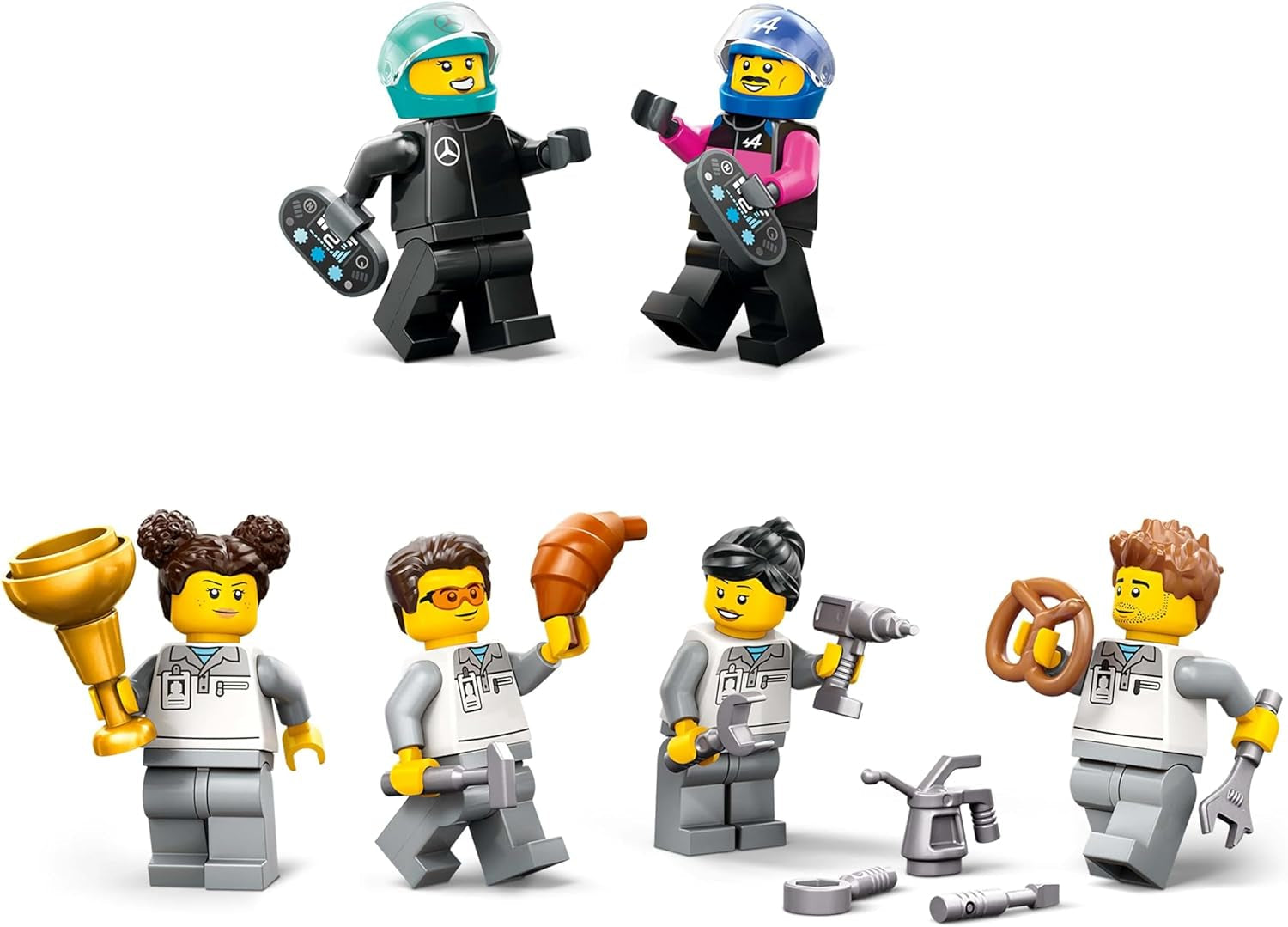 Garage LEGO City F1 avec voitures de course Mercedes-Amg et Alpine - Voiture de course de Formule 1 avec 2 pilotes et 4 figurines mécaniques - Cadeau pour garçons et filles à partir de 7 ans et fans 60444 Besuche den LEGO-Store Building Sets