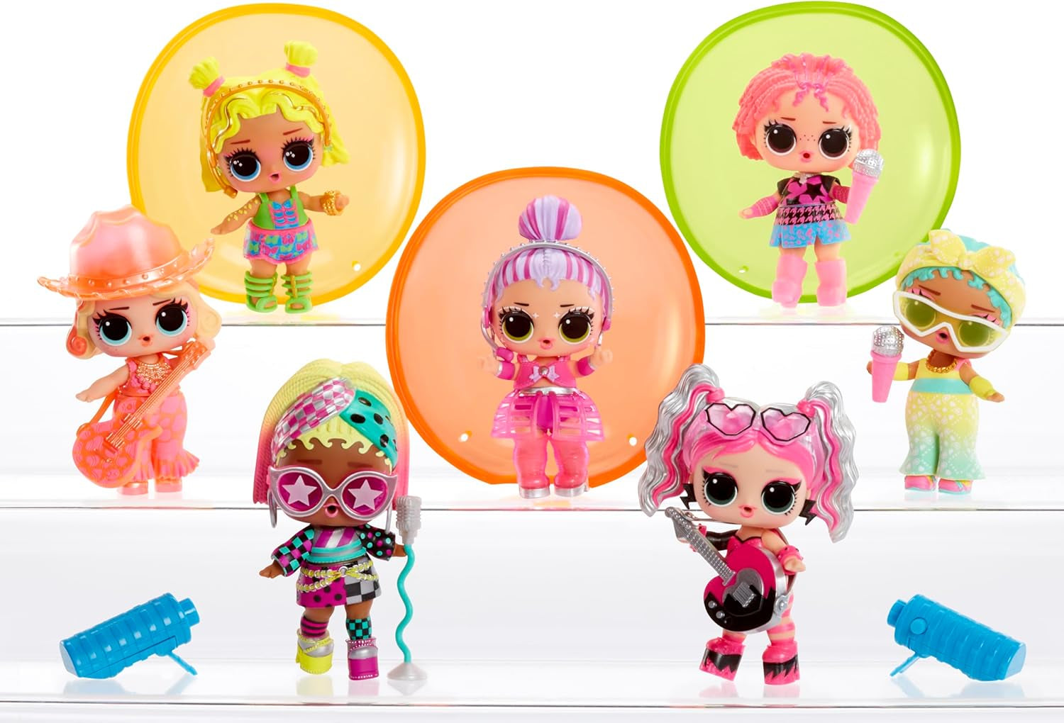 L.O.L. Surprendre! Neon Pop Stars Tots - 1 poupée surprise magique à lumière noire, emballage aveugle, 7 poupées à collectionner, chacune avec des autocollants et des accessoires néon, cadeau pour les enfants à partir de 4 ans Naty Shop Dolls