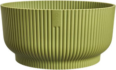 elho Vibes Fold Bowl 25 - Pots de fleurs d'intérieur - 100% plastique recyclé - Ø 24,9 x H 12,1 cm - Vert/Ferngrün
