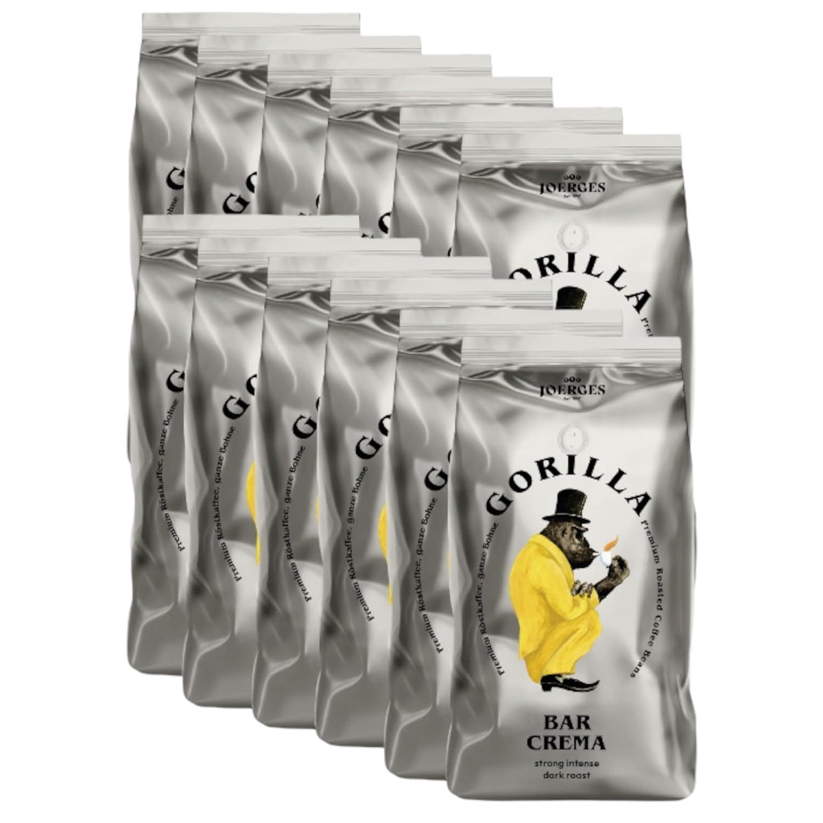 Grains de café Gorilla Espresso Bar Crema - 12 paquets de 1000 g chacun